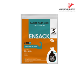 Ensack Preto Lixo Comum - Fardo com 50 Almofadas - 110L - 5 sacos